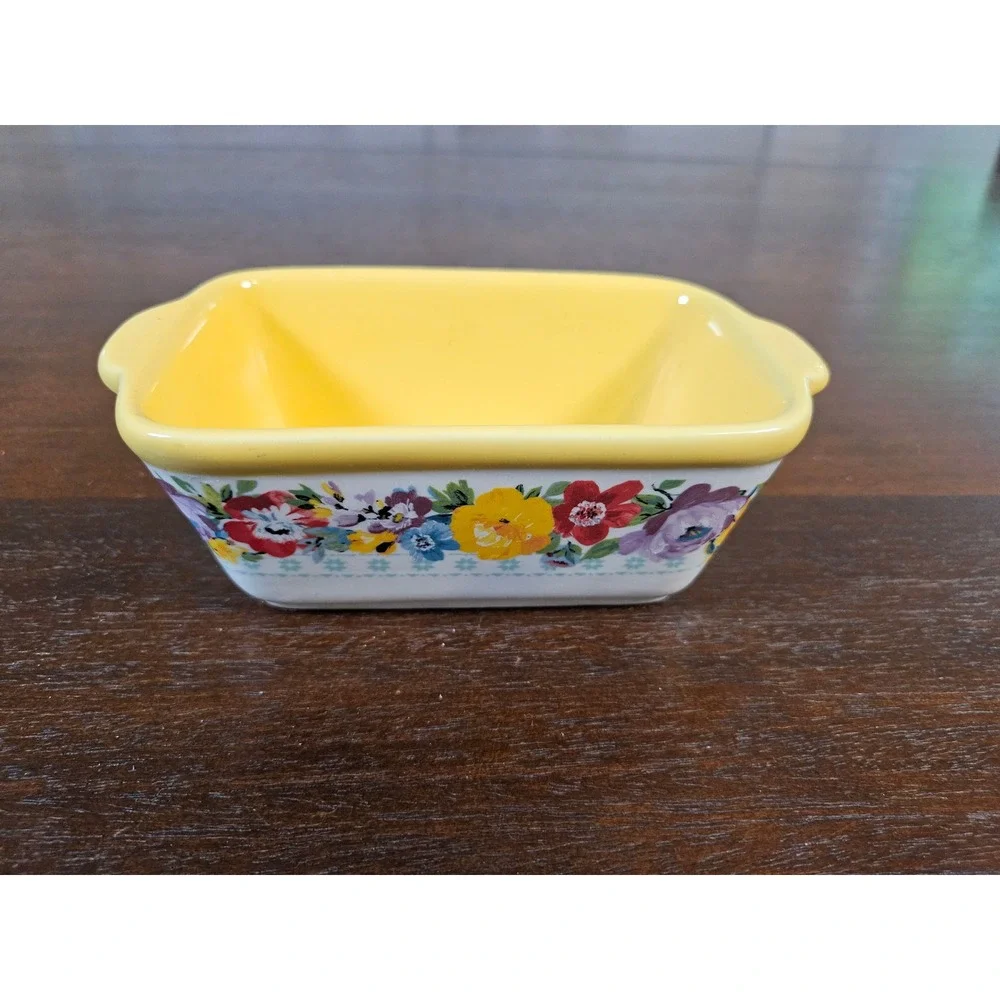 The Pioneer Woman Mini Loaf Pan Yellow Floral Breezy Blossom Stoneware